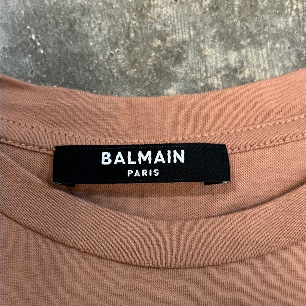 Authentic Balmain Paris Short Sleeve Tee - Rose Tan - Picture 2 of 5
